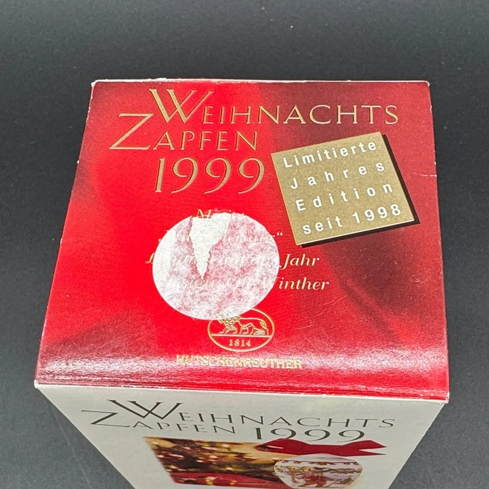 Hutschenreuther Christmas Pine Cone 1999 Ornament with Red Ribbon